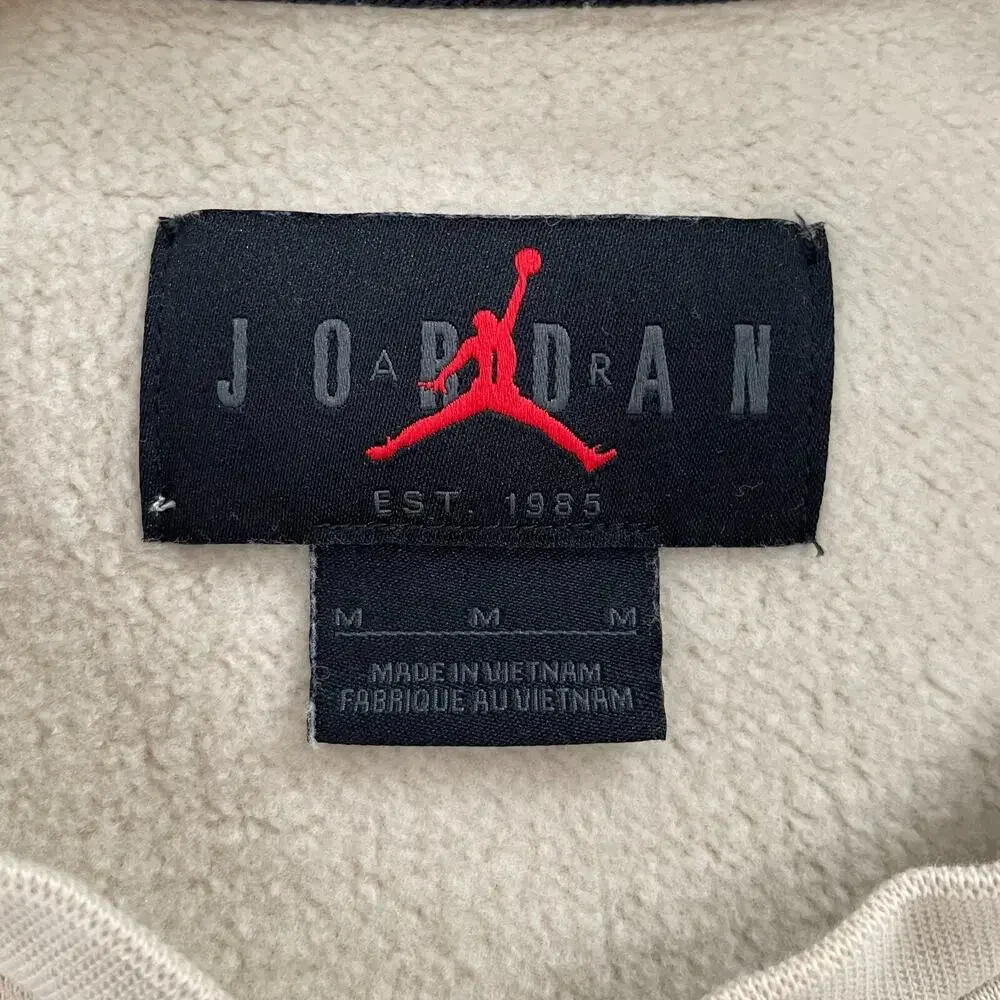 Nike Jordan Sweater Adult Medium Brown Crew Neck Plaid Spell Out Pullover Mens M